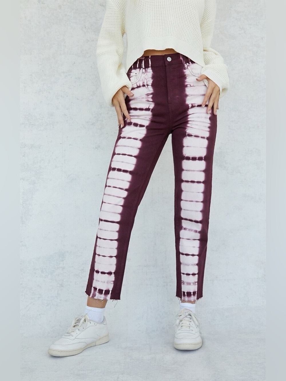 Tie-Dye Purple & White Button fly Women’s Jeans
